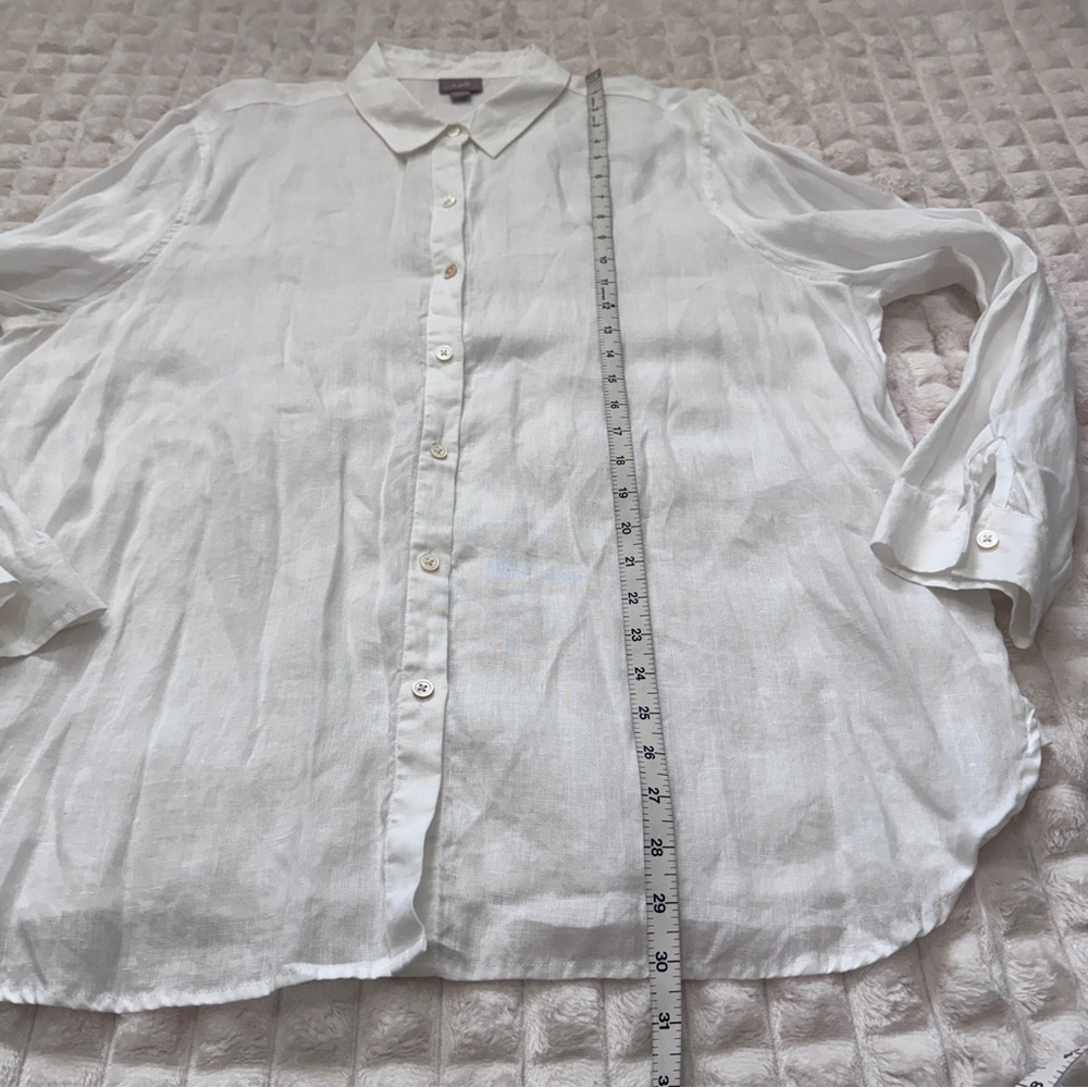 J Jill XL LOT of Two White 100% Linen Long Sleeve Button Down Blouse Tops - Picture 6 of 14